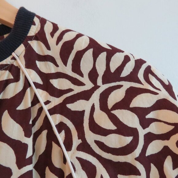 SOEUR Leaf Printed Cotton Bomber Chore Jacket Abstract Minimalist Sz 36 / US S - Picture 5 of 15